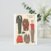 Vintag Man Paper Doll Postkarte (Stehend Vorderseite)