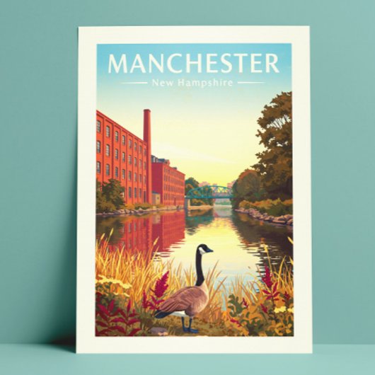 Vintag Manchester New Hampshire Postkarte