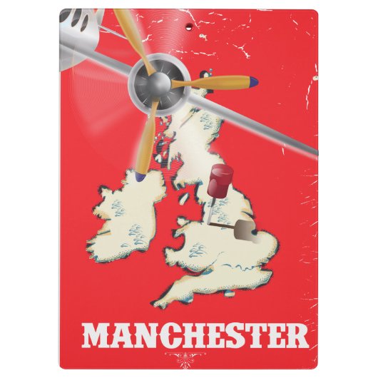 Vintag Manchester Travel Poster Klemmbrett (Rückseite)