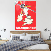 Vintag Manchester Travel Poster Leinwanddruck (Insitu (Schlafzimmer))
