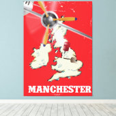 Vintag Manchester Travel Poster Leinwanddruck (Insitu (Holzboden))