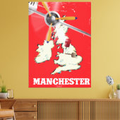 Vintag Manchester Travel Poster Leinwanddruck (Insitu (Wohnzimmer))