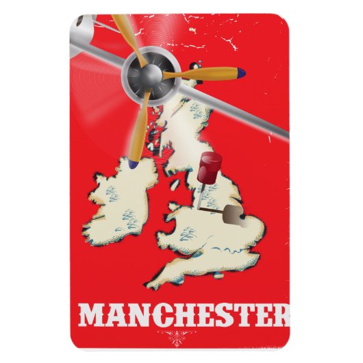 Vintag Manchester Travel Poster Magnet (Vertikal)