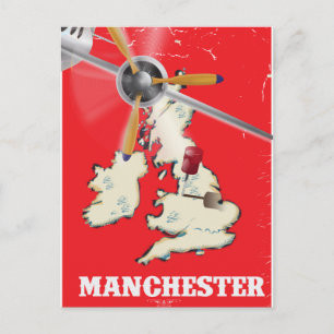Vintag Manchester Travel Poster Postkarte