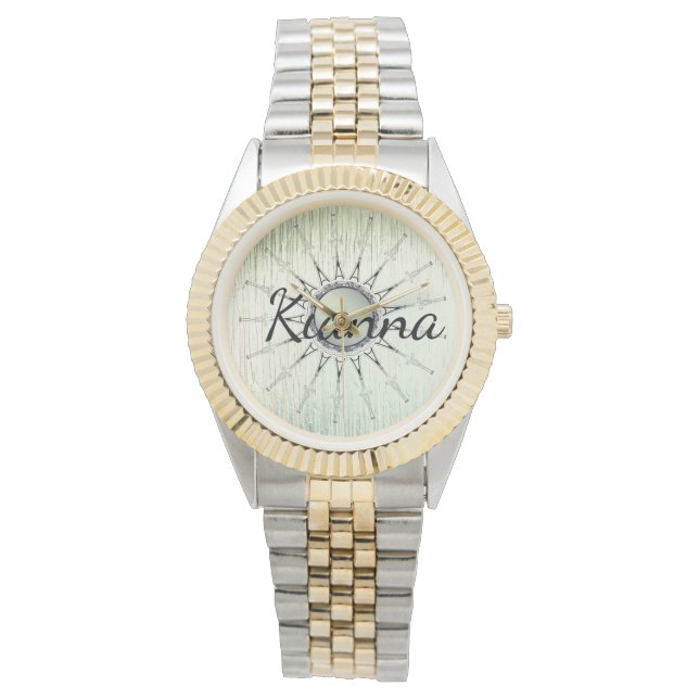 Vintag Mandala auf Minty Mattiert Glass Armbanduhr (Vorderseite)