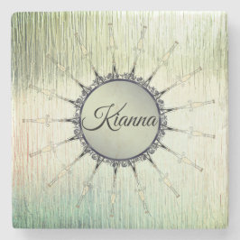 Vintag Mandala auf Minty Mattiert Glass Steinuntersetzer