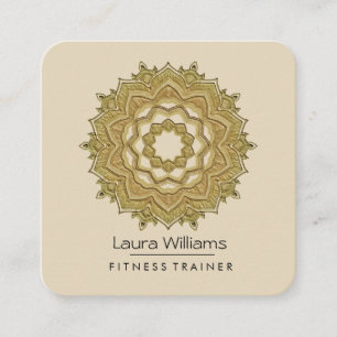 Vintag Mandala Lotus Blume Gold Yoga Instructor Quadratische Visitenkarte