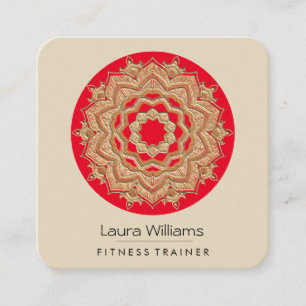 Vintag Mandala Lotus Blume Gold Yoga Instructor Quadratische Visitenkarte