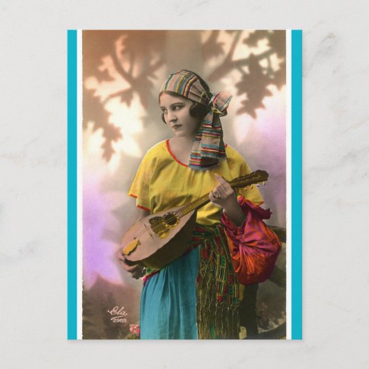 Vintag Mandolin Sinti und Roma Postkarte (Vorderseite)