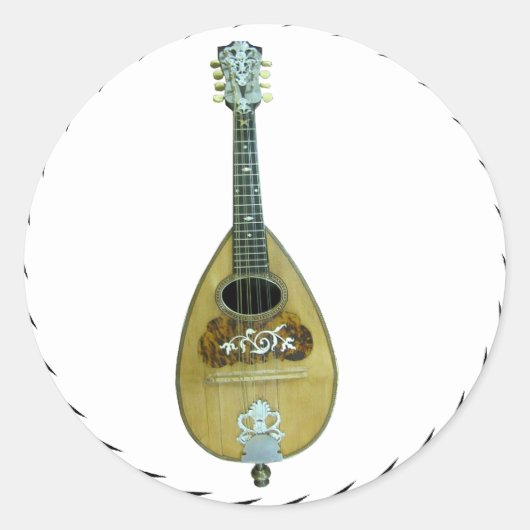 VINTAG MANDOLIN-STICKER RUNDER AUFKLEBER (Vorderseite)