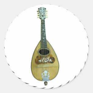 VINTAG MANDOLIN-STICKER RUNDER AUFKLEBER