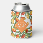 Vintag Mango & Greenery Sommerfruchtmonogramm Dosenkühler (Kanne Rückseite)