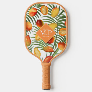 Vintag Mango & Greenery Sommerfruchtmonogramm Pickleball Schläger