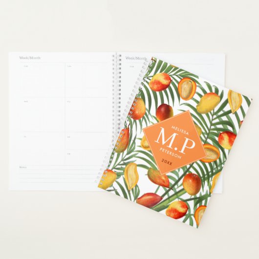 Vintag Mango & Greenery Sommerfruchtmonogramm Planer (Anzeige)