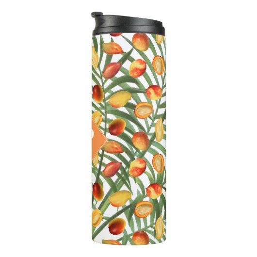 Vintag Mango & Greenery Sommerfruchtmonogramm Thermosbecher (Nach rechts gedreht)