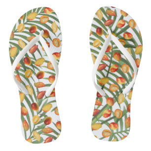 Vintag Mango & Greenery Sommerfruchtmuster Badesandalen