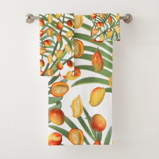 Vintag Mango & Greenery Sommerfruchtmuster Badhandtuch Set (Insitu)