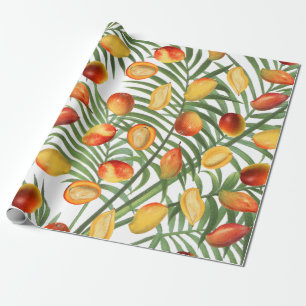 Vintag Mango & Greenery Sommerfruchtmuster Geschenkpapier