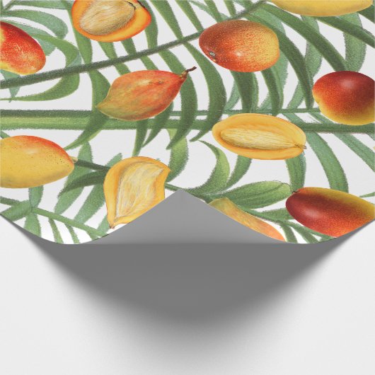 Vintag Mango & Greenery Sommerfruchtmuster Geschenkpapier (Ecke)