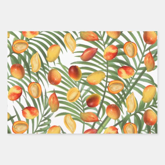 Vintag Mango & Greenery Sommerfruchtmuster Geschenkpapier Set (Vorderseite 3)