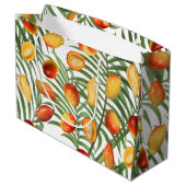 Vintag Mango & Greenery Sommerfruchtmuster Große Geschenktüte (Rückseite Schrägansicht)