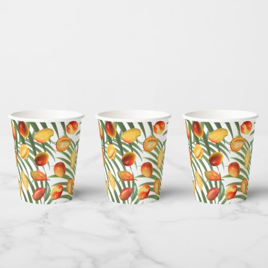 Vintag Mango & Greenery Sommerfruchtmuster Pappbecher (Multi)