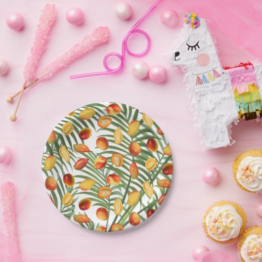 Vintag Mango & Greenery Sommerfruchtmuster Pappteller (Party)