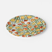 Vintag Mango & Greenery Sommerfruchtmuster Pappteller (Schrägansicht)