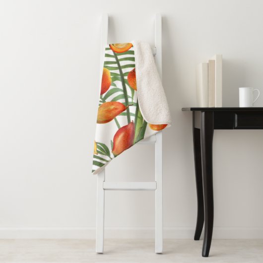 Vintag Mango & Greenery Sommerfruchtmuster Sherpadecke (Beispiel)