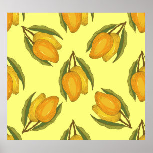 Vintag Mango: Tropisch handGezeichnet Muster. Poster