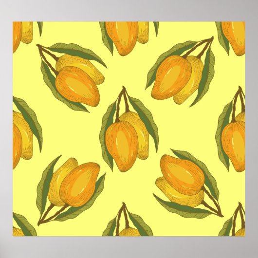 Vintag Mango: Tropisch handGezeichnet Muster. Poster (Vorne)