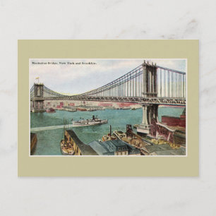 Vintag Manhattan Bridge, Hudson, Brooklyn NYC Postkarte