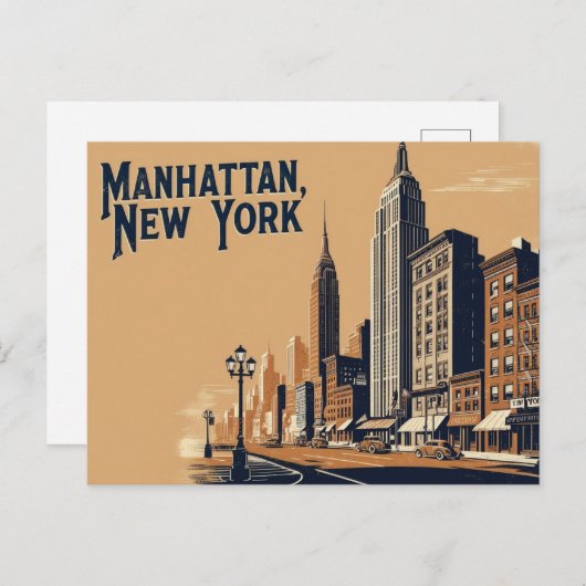 Vintag Manhattan, New York Postkarte (Vorne/Hinten)