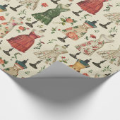 Vintag Mannequins Muster Geschenkpapier (Ecke)