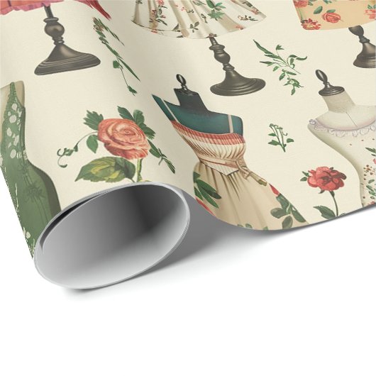 Vintag Mannequins Muster Geschenkpapier (Rolleneckpunkt)