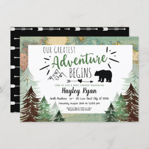 Vintag Map Baby Boy Unser Bestes Abenteuer Invita Einladung