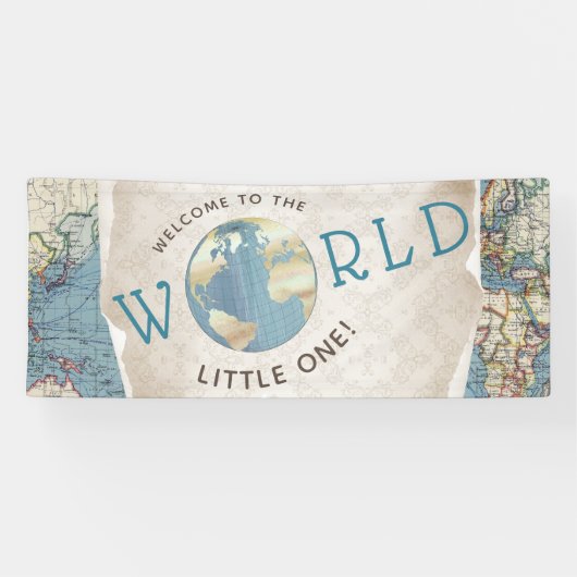 Vintag Map Baby Shower Banner (Horizontal)