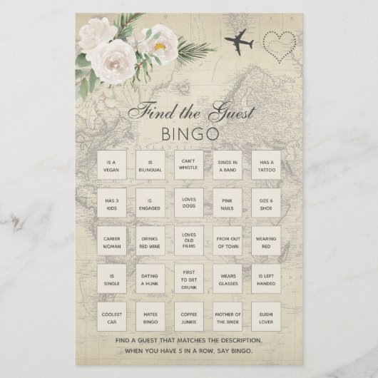 Vintag Map Brautparty Bingo Game (Vorderseite)