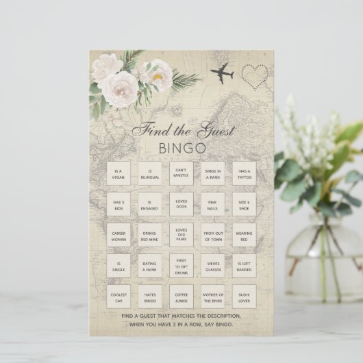 Vintag Map Brautparty Bingo Game (Stehend Vorderseite)