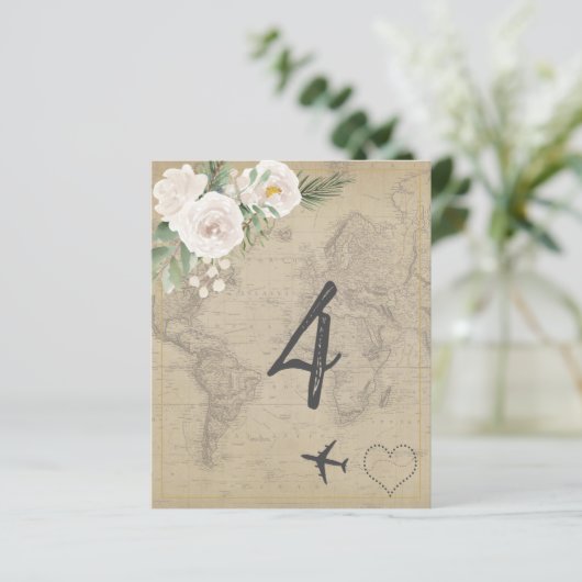 Vintag Map Brautparty Game Number 4 (Stehend Vorderseite)