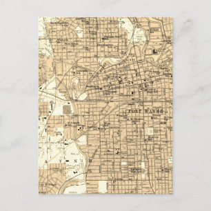 Vintag Map Fort Wayne Indiana Postkarte
