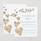 Vintag Map Hearts UAWG RSVP Karte (Vorne/Hinten)