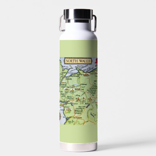 Vintag Map North Wales UK Trinkflasche (Vorne)