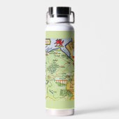 Vintag Map North Wales UK Trinkflasche (Rückseite)