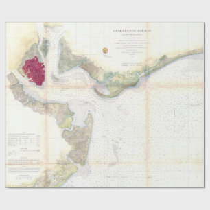 Vintag Map of Charleston Harbor SC (1866) Geschenkpapier