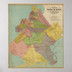 Vintag Map of Kings Landkreis, New York Poster