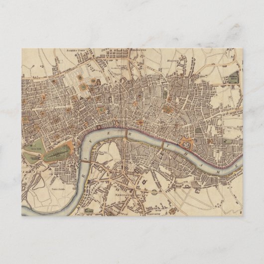 Vintag Map of London England (1807) Postkarte (Vorderseite)