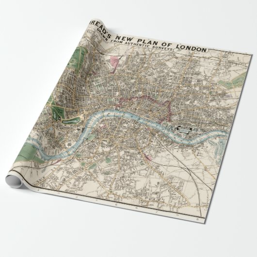 Vintag Map of London England (1853) Geschenkpapier (Ungerollt)