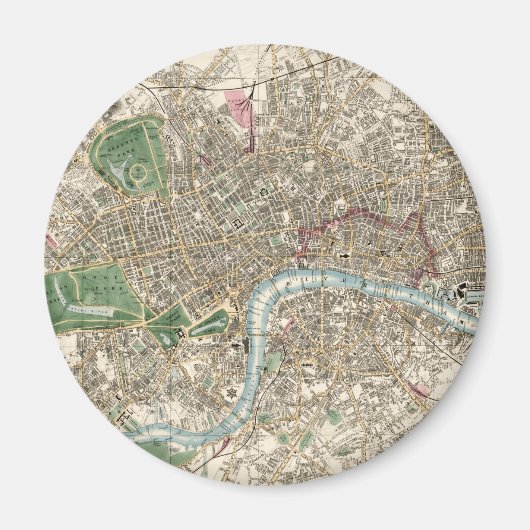 Vintag Map of London England (1853) Magnet (Vorne)