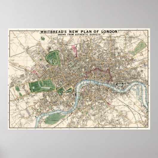 Vintag Map of London England (1853) Poster (Vorne)